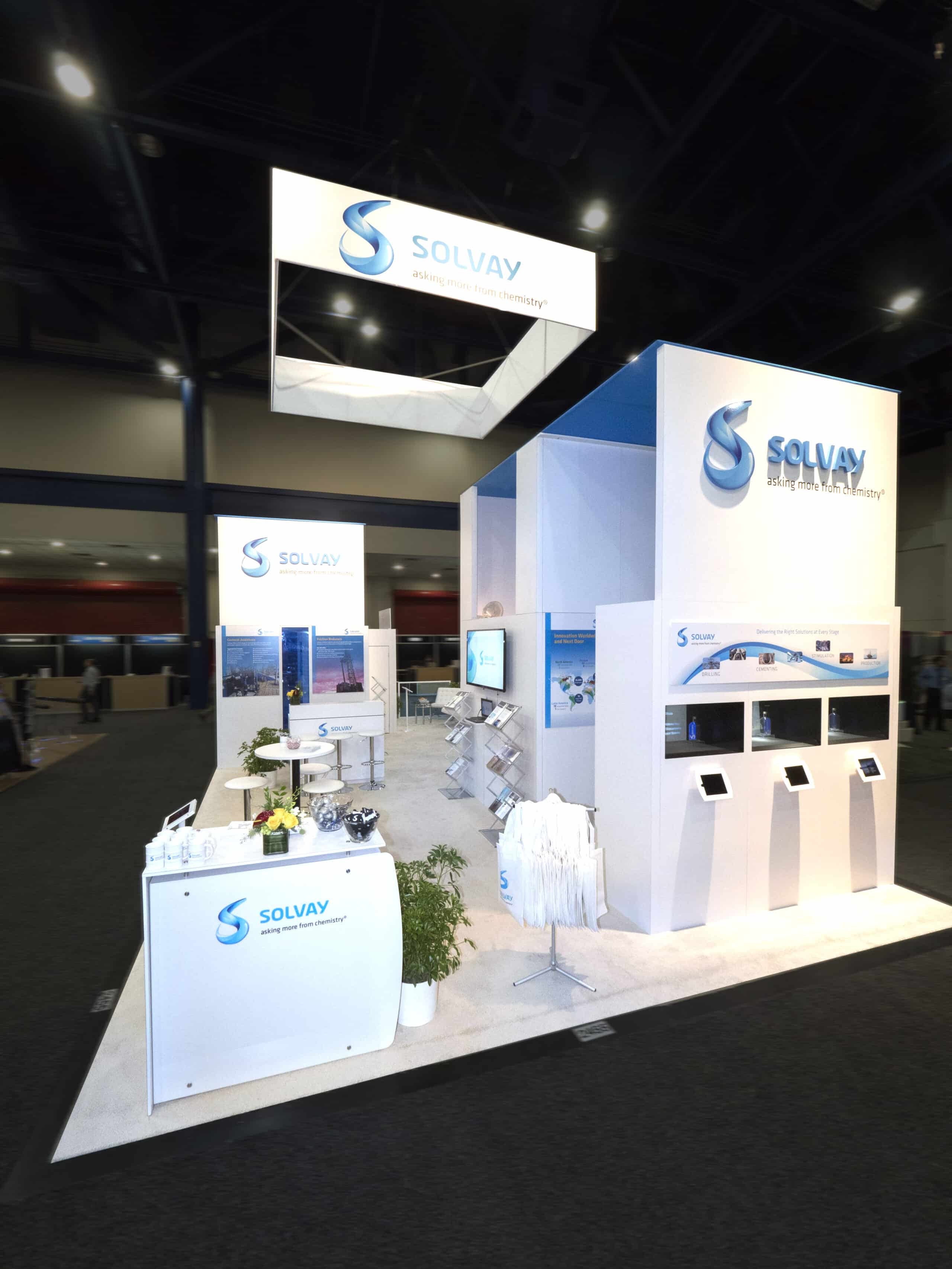Houston, TX - SPE ATCE 2015 - Solvay at the Exhibit Hall during the 2015 Society of Petroleum Engineer's Annual Technical Conference and Exhibition here today, Thursday October 1, 2015. The ATCE meeting is taking place at the George R Brown Convention center which features the latest technologies, industry best practices, and new product launches for attendees from around the world. Photo by © SPE/Todd Buchanan 2015 Contact Info: todd@corporateeventimages.com