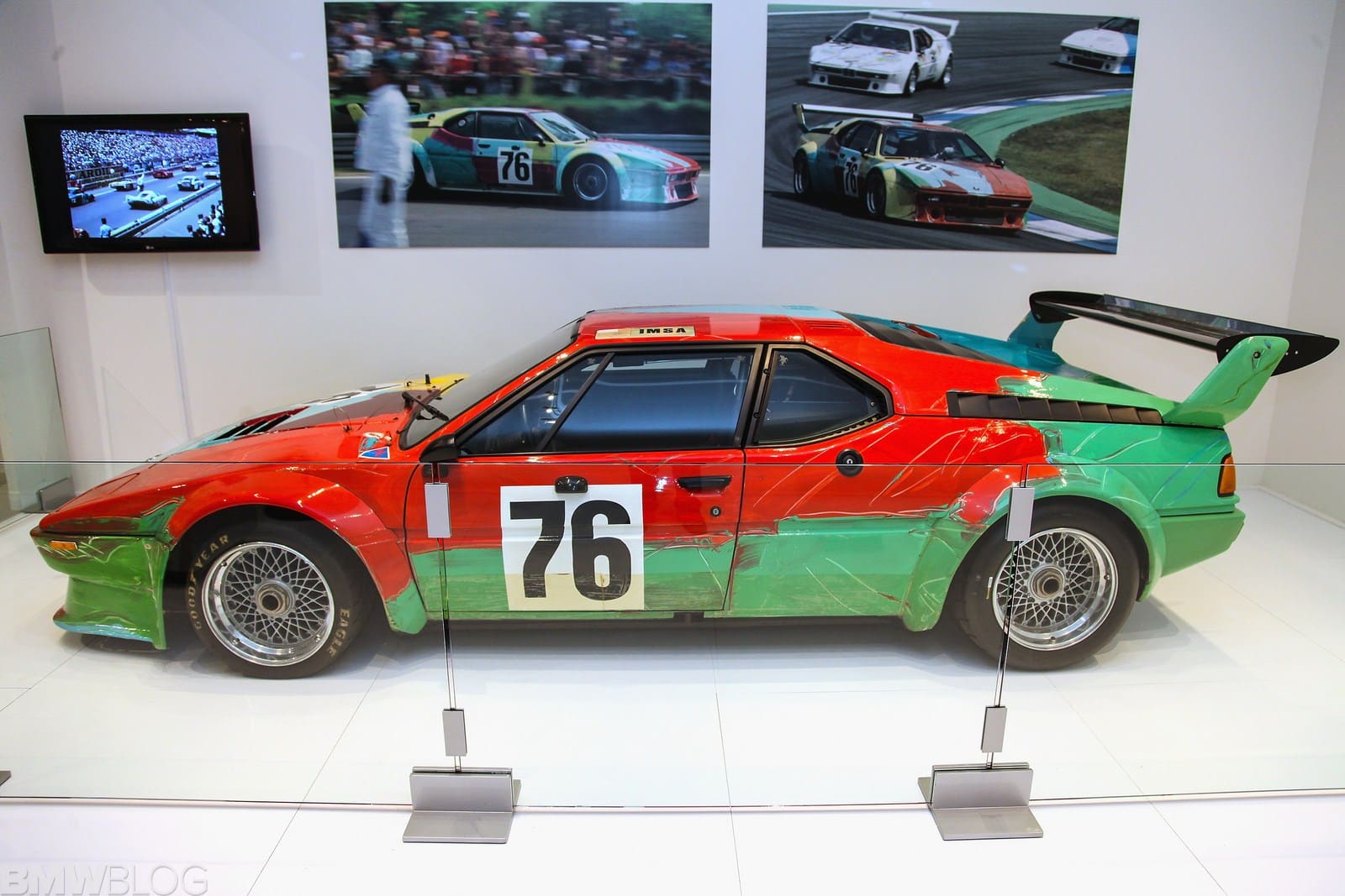 MIAMI BEACH, FL - DECEMBER 04:  BMW Art Car by Andy Warhol, 1979 BMW M1 on display at the VIP lounge at Art Basel Miami Beach on December 4, 2013 in Miami Beach, Florida.  (Photo by Donald Bowers/Getty Images for BMW)